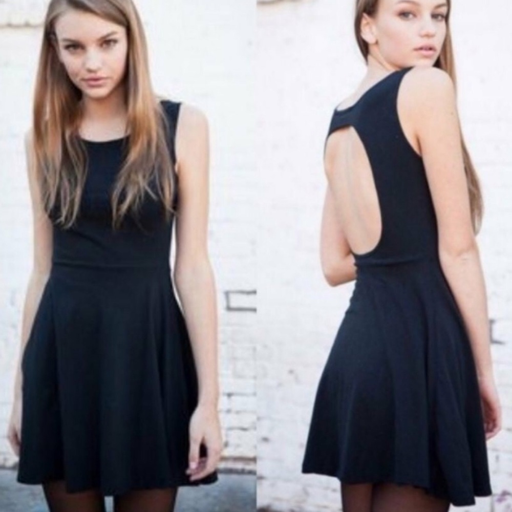 Brandy Melville Black Skater Dress w/ Open Back